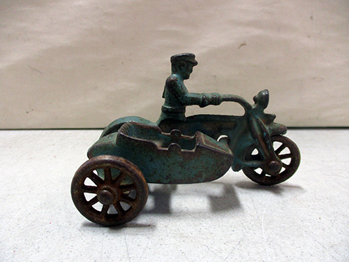 image of Cast Iron Motorcycle and Sidecar Figurine