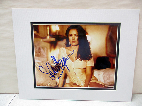 image of Selma Hayek Autographed Photo of Actress in White Dress
