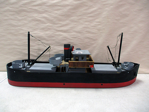 image of Handcrafted Wood Model Cargo Ship