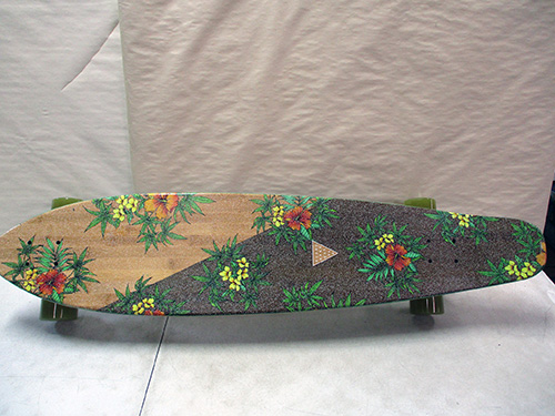 image of Wooden Skateboard with Floral Graphic Design
