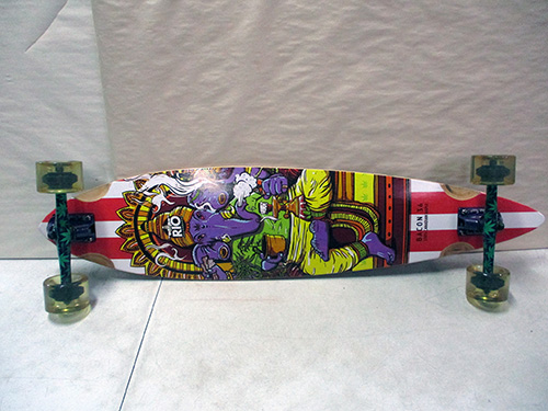 image of Longboard Skateboard with Hindu-Inspired Design