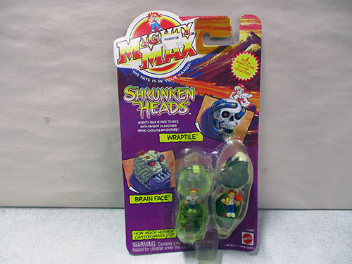 image of Mighty Max Shrunken Heads Wraptile and Brain Face Set