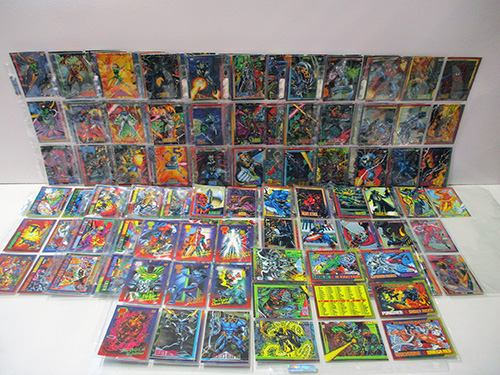 image of Large Assortment of Impel Marvel Trading Cards in Clear Sleeves